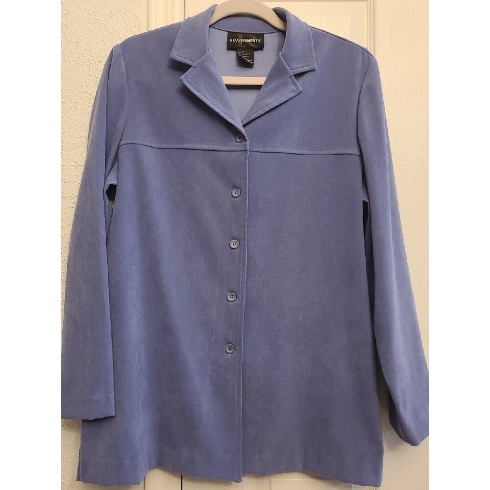 Requirements Women's V-Neck Long Sleeve Button Up Shirt Purple Sz 12 Top Blouse